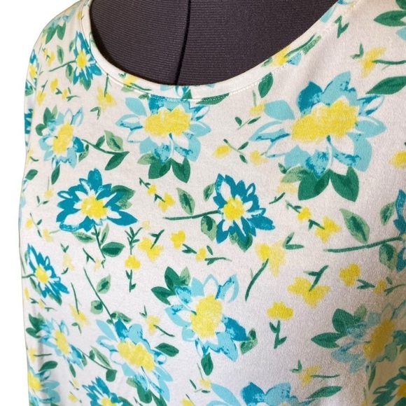 KIM ROGERS CURVY  Plus size 2X Floral knit tee top 3/4 sleeve stretchy pull on - Picture 4 of 8